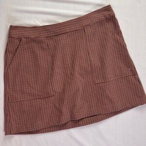 Zara Maroon and Beige Plaid Skirt